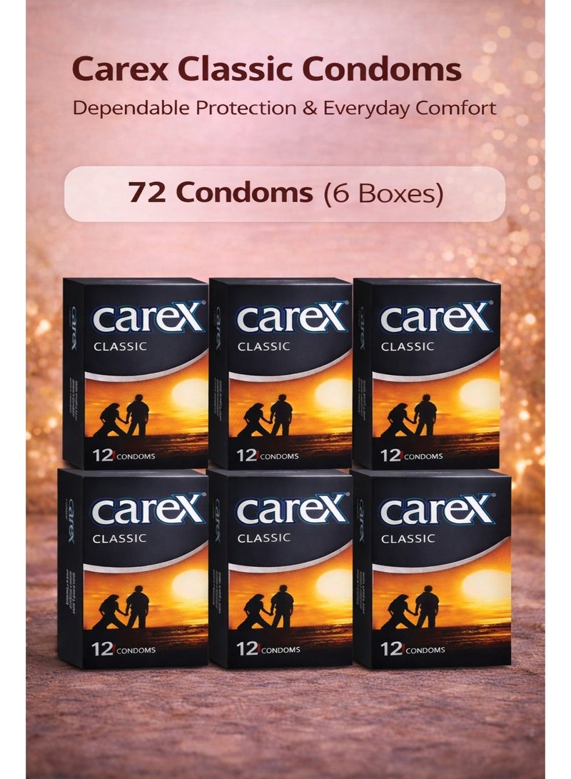 Carex Classic Condoms Pack of 6 Boxes (72 Pieces) – Reliable Protection, Comfortable Fit, Premium Quality Latex Condoms - Image 2